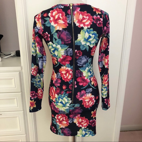 NWOT Navy Floral Back Zip Up Dress - Picture 3 of 3